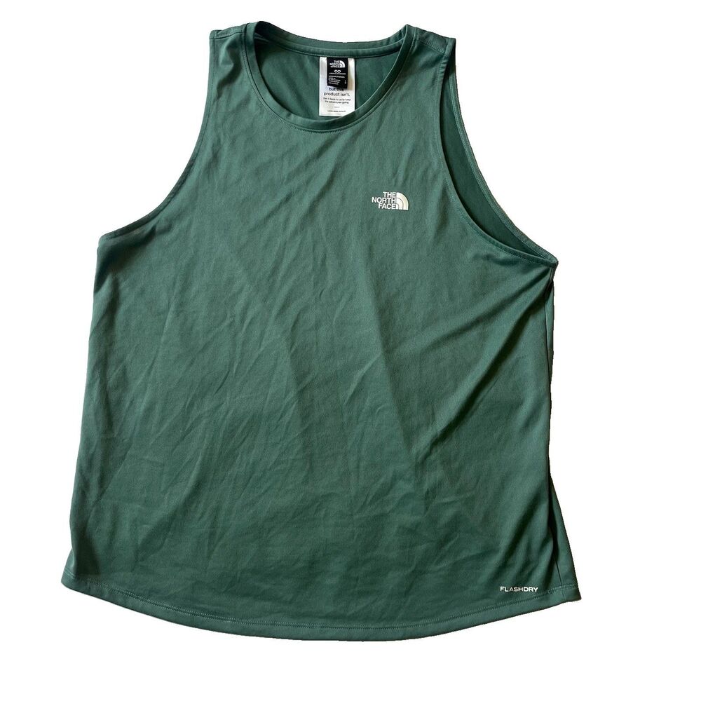 The North Face Circular Design Black FlashDry Running Tank Top Women Large Green